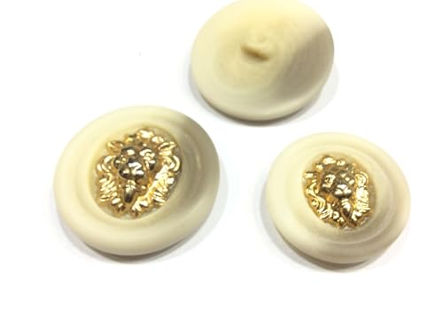 Vintage Knöpfe in Hornoptik Löwe Gold Farbe Creme und Grau Set 4 Stück (creme, 22mm) von FILMODA