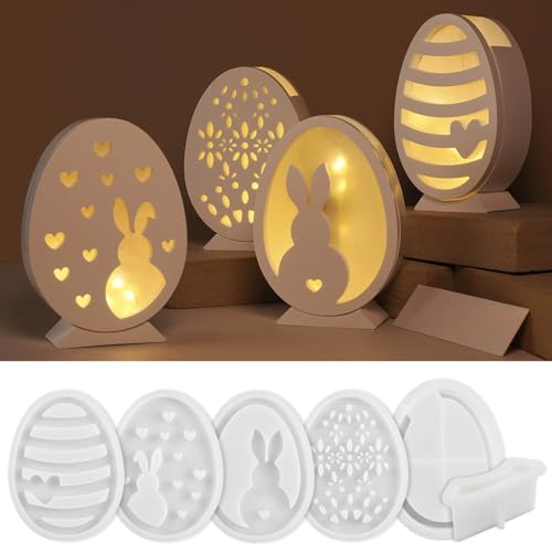 FILOEEX Silikonformen Gießformen Ostern,6 Stück Osterhase Silikonform,Osterhase Epoxidharzform Silikon,Kaninchen Silhouettenhalter,Gipsformen zum Gießen,Epoxidharz Formen Ostern Ornamenten von FILOEEX