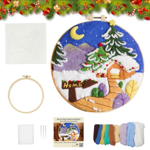 FILOEEX Stickerei Starter Kit,Stanznadel-Stickerei-Starter-Kit,Weihnachten Punch Needle Kit,Embroidery Starter Kit,Stanznadel-Stickerei-Starter-Kits mit Anleitung für Kinder Erwachsene (MIX-B) von FILOEEX