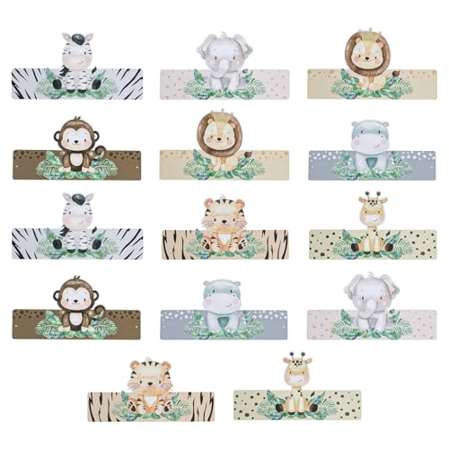 FILOEEX Tier Geburtstag Party Hüte,Wildtierhut Jungle Party für Kinder,Tierische Stirnbänder für Tierhaare Urwald Geburtstagshut Dekorationen (Mix A-14PCS) von FILOEEX