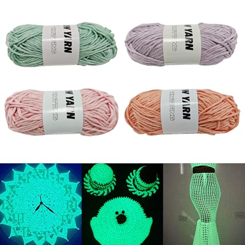 Leuchtendes Handstrickgarn,Polyester Handstricken Garn 2mm,50g Glow in the Dark Wolle,Häkelgarn Leuchtet im Dunkeln DIY Strickgarn für Schals Pullover Mützen Socken Handschuhe Puppen (4, MIX B) von FILOEEX