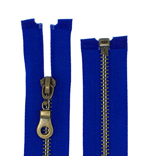 FIM Reißverschluss Metall Nr. 5 mittelgrob Brüniert Teilbar für Jacken Farbe: 10 - königsblau(223), 55cm lang von FIM