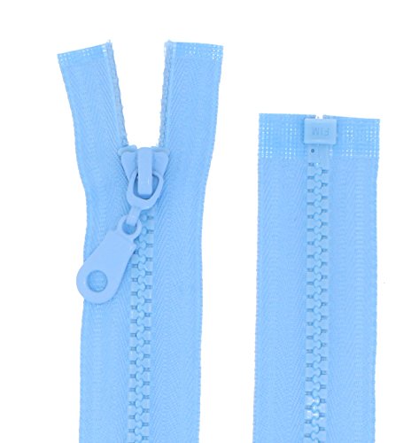FIM Reißverschluss Plastik Zähne Nr.5 mittelgrob Teilbar für Jacken Farbe: 16 - hellblau(184), 95cm lang von FIM