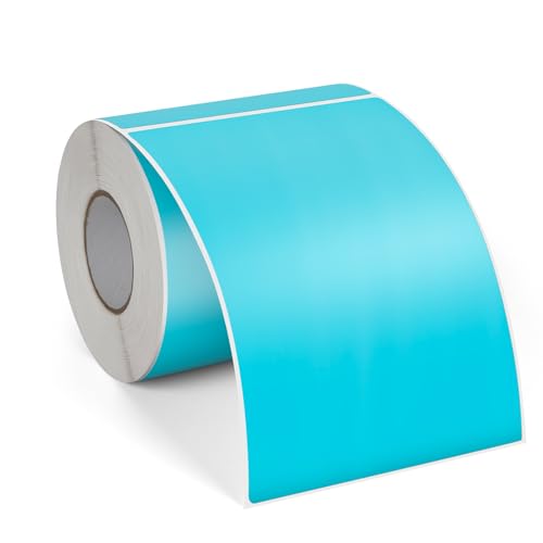 FINDAT Blau Thermo-Etiketten 100 x 150 mm Vinyl Rolle Selbstklebende Versandetiketten Wasserdichtes Rechteck Drucker Thermo-Aufkleber für Adress Barcode Büro Logo Design 250 Stück von FINDAT