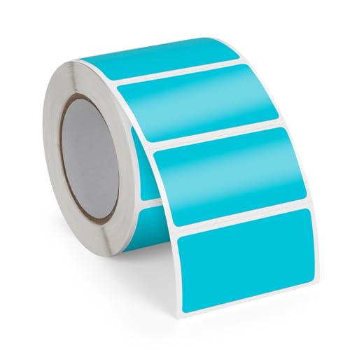 FINDAT Blau Thermo-Etiketten 50 x 25 mm Vinyl Rolle Selbstklebende Thermo-Aufkleber Wasserdichtes Rechteck Drucker Etiketten für Büro DIY Design Barcode Versand 500 Stück von FINDAT