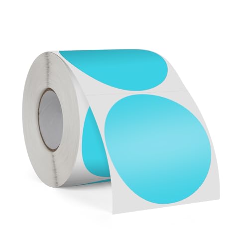 FINDAT Blau 76 mm Runde Etiketten Rolle Selbstklebende Drucker Etiketten Kreis Vinyl Wasserdichtes Klebepunkte Aufkleber für Büro Logo Design QR Versand 500 Stück von FINDAT