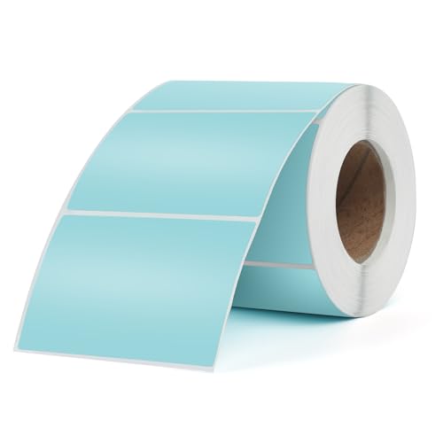 FINDAT Blau Etiketten 76 x 50 mm Vinyl Rolle Selbstklebende Thermo-Aufkleber Wasserdichtes Rechteck Drucker Etiketten für Büro DIY Design Barcode Versand 500 Stück von FINDAT