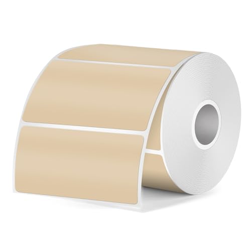 FINDAT Khaki Thermo-Etiketten 50 x 25 mm Rechteckig Wasserdichtes Vinyl Bedruckbar Thermoaufkleber für Barcode Büro Haus Kompatibel mit M110 M220 T50M Etikettendrucker 350 Stück von FINDAT