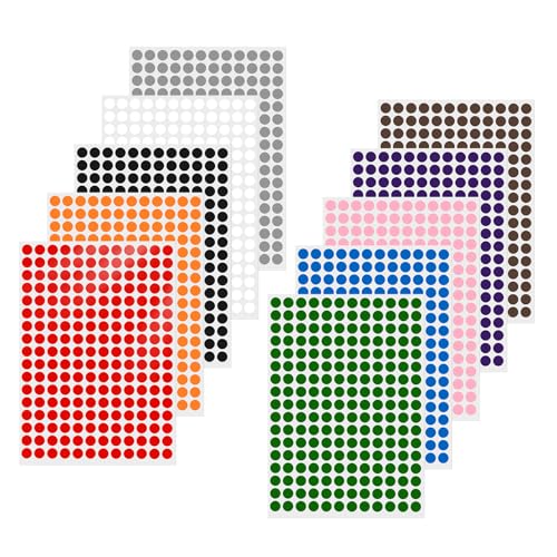 FINDAT Klebepunkt Etiketten 10 mm Rund Kleine Wasserfeste Markierungspunkte Selbstklebende Aufkleber zum Beschriften für Büro Kalender Schule DIY 2040 Stück Bunt 10 Farben von FINDAT