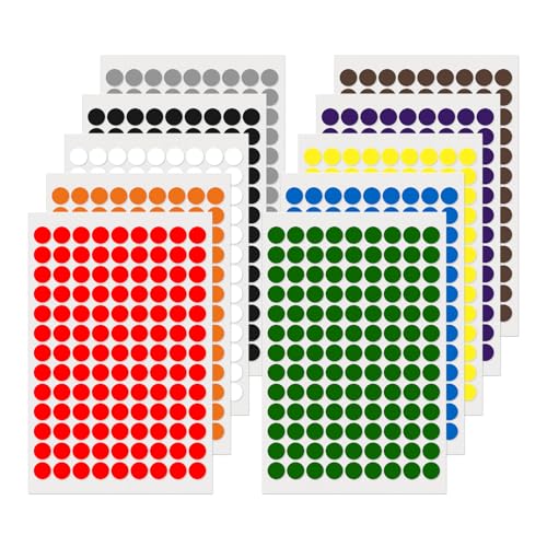 FINDAT Klebepunkt Etiketten 13 mm Rund Kleine Wasserfeste Markierungspunkte Selbstklebende Aufkleber zum Beschriften für Büro Haus Schule DIY 1170 Stück Bunt 10 Farben von FINDAT
