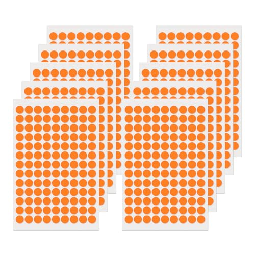 FINDAT Klebepunkt Etiketten 13 mm Rund Kleine Wasserfeste Markierungspunkte Selbstklebende Aufkleber zum Beschriften für Büro Haus Schule DIY 1170 Stück Orange von FINDAT