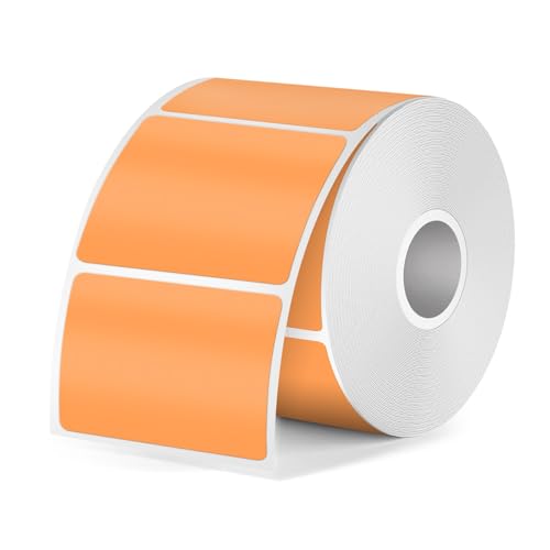 FINDAT Orange Thermo-Etiketten 40 x 30 mm Rechteckig Wasserdichtes Vinyl Bedruckbar Thermoaufkleber für Barcode Büro Haus Kompatibel mit M110 M220 T50M Etikettendrucker 300 Stück von FINDAT