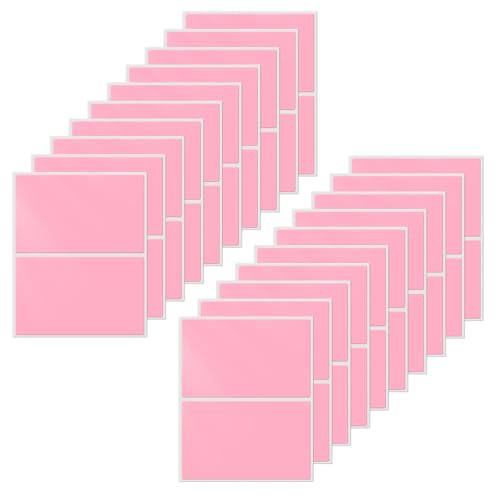 FINDAT Rechteckige Etiketten 75 × 50 mm Vinyl Wasserfeste Selbstklebende Namensschilder Aufkleber Klebeetiketten zum Beschriften für Büro Haus Schule DIY 40 Stück Rosa von FINDAT