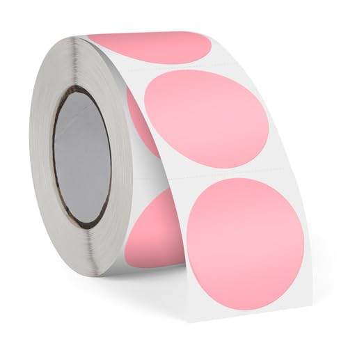 FINDAT Rosa 38 mm Runde Thermo-Etiketten Rolle Selbstklebende Drucker Etiketten Kreis Vinyl Wasserdichtes Klebepunkte Aufkleber für Büro Logo Design QR Versand 500 Stück von FINDAT