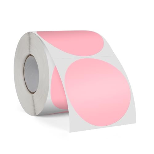 FINDAT Rosa 76 mm Runde Etiketten Rolle Selbstklebende Drucker Etiketten Kreis Vinyl Wasserdichtes Klebepunkte Aufkleber für Büro Logo Design QR Versand 500 Stück von FINDAT