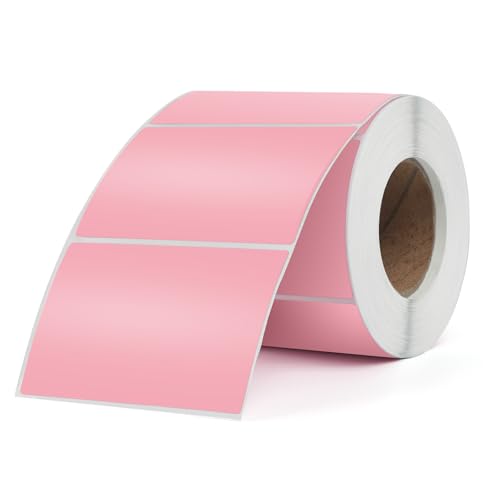 FINDAT Rosa Etiketten 76 x 50 mm Vinyl Rolle Selbstklebende Thermo-Aufkleber Wasserdichtes Rechteck Drucker Etiketten für Büro DIY Design Barcode Versand 500 Stück von FINDAT