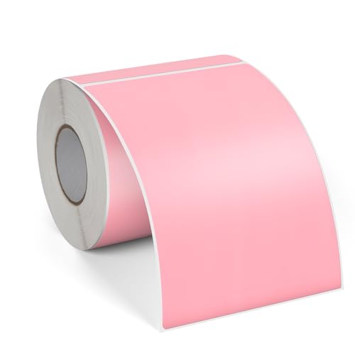 FINDAT Rosa Thermo-Etiketten 100 x 150 mm Vinyl Rolle Selbstklebende Versandetiketten Wasserdichtes Rechteck Drucker Thermo-Aufkleber für Adress Barcode Büro Logo Design 250 Stück von FINDAT