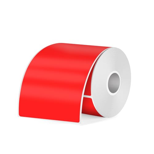 FINDAT Rot Thermo-Etiketten 50 x 80 mm Rechteckig Wasserdichtes Vinyl Bedruckbar Thermoaufkleber für Barcode Büro Haus Kompatibel mit M110 M220 T50M Etikettendrucker 100 Stück von FINDAT