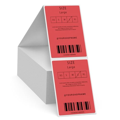 FINDAT Rot Thermo-Etiketten 76 x 50 mm Vinyl Fanfold Selbstklebende Thermoaufkleber Wasserdicht Rechteckig Bedruckbare Etiketten Für Adresse Büro Logo Design Haushalt 500 Stück Red von FINDAT