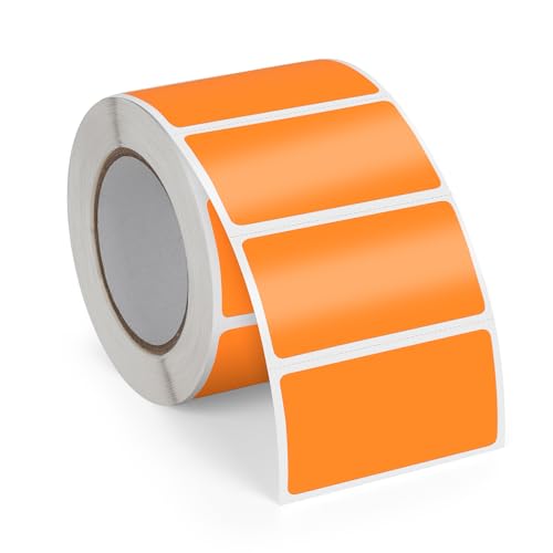 FINDAT Orange Thermo-Etiketten 50 x 25 mm Vinyl Rolle Selbstklebende Thermo-Aufkleber Wasserdichtes Rechteck Drucker Etiketten für Büro DIY Design Barcode Versand 500 Stück von FINDAT