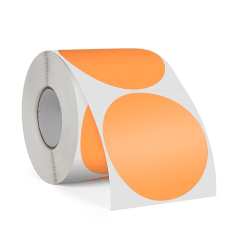 FINDAT Orange 76 mm Runde Etiketten Rolle Selbstklebende Drucker Etiketten Kreis Vinyl Wasserdichtes Klebepunkte Aufkleber für Büro Logo Design QR Versand 500 Stück von FINDAT