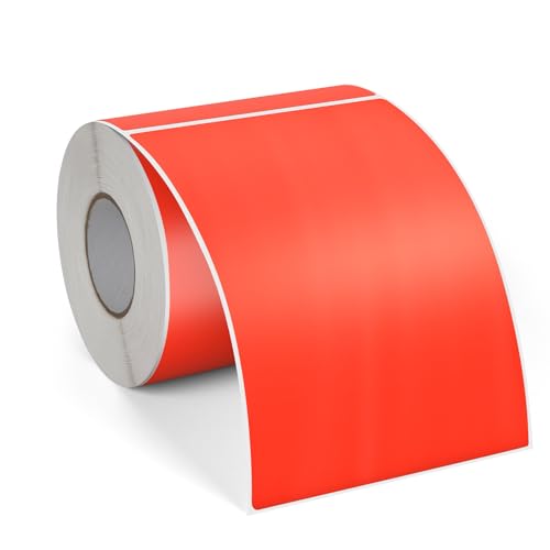 FINDAT Rot Thermo-Etiketten 100 x 150 mm Vinyl Rolle Selbstklebende Versandetiketten Wasserdichtes Rechteck Drucker Thermo-Aufkleber für Adress Barcode Büro Logo Design 250 Stück von FINDAT