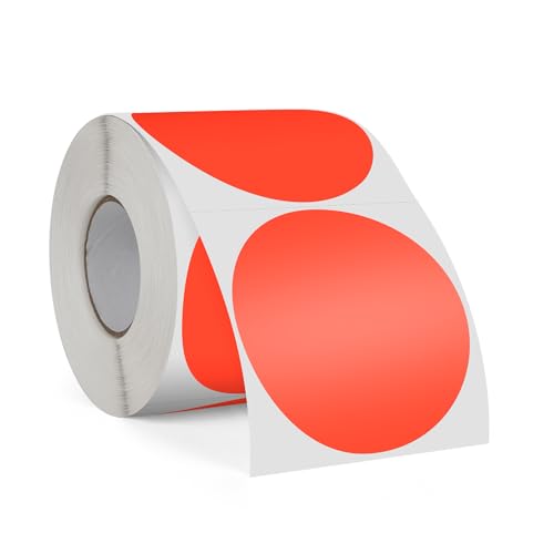 FINDAT Rot 3" Runde Thermo-Etiketten Rolle Selbstklebende Drucker Etiketten Kreis Vinyl Wasserdichtes Klebepunkte Aufkleber für Büro Logo Design QR Versand 500 Stück von FINDAT