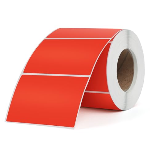 FINDAT Rot Thermo-Etiketten 76 x 50 mm Vinyl Rolle Selbstklebende Thermo-Aufkleber Wasserdichtes Rechteck Drucker Etiketten für Büro DIY Design Barcode Versand 500 Stück von FINDAT