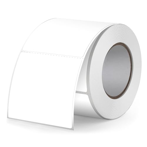 FINDAT Weiß Thermo-Etiketten 50 x 50 mm Vinyl Rolle Selbstklebende Thermo-Aufkleber Wasserdichtes Quadratische Drucker-Etiketten für Büro DIY Design Barcode Versand 500 Stück White von FINDAT