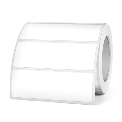 FINDAT Weiß Thermo-Etiketten 75 x 25 mm Vinyl Rolle Selbstklebende Thermo-Aufkleber Wasserdichtes Rechteck Drucker-Etiketten für Büro DIY Design Barcode Versand 500 Stück White von FINDAT