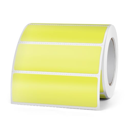 FINDAT Gelb Thermo-Etiketten 75 x 25 mm Vinyl Rolle Selbstklebende Thermo-Aufkleber Wasserdichtes Rechteck Drucker-Etiketten für Büro DIY Design Barcode Versand 500 Stück Yellow von FINDAT