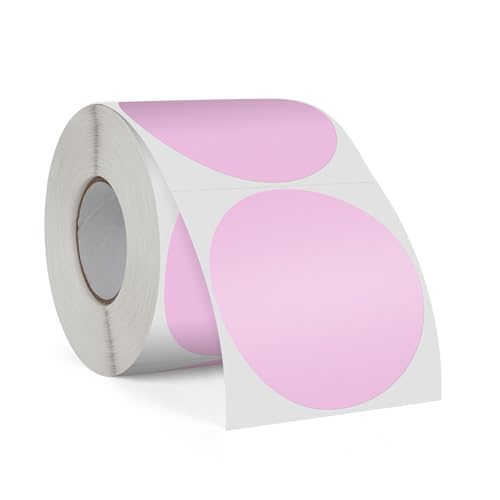 FINDAT Violett 76 mm Runde Etiketten Rolle Selbstklebende Drucker Etiketten Kreis Vinyl Wasserdichtes Klebepunkte Aufkleber für Büro Logo Design QR Versand 500 Stück von FINDAT