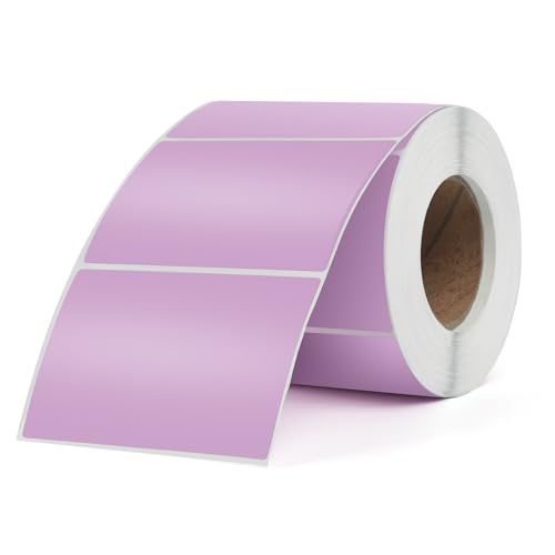 FINDAT Violett Thermo-Etiketten 76 x 50 mm Vinyl Rolle Selbstklebende Thermo-Aufkleber Wasserdichtes Rechteck Drucker Etiketten für Büro DIY Design Barcode Versand 500 Stück von FINDAT