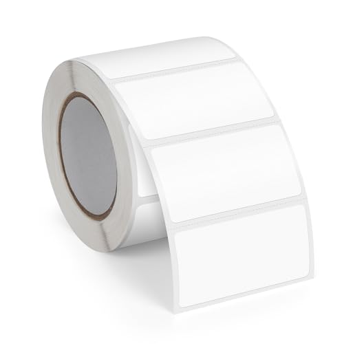 FINDAT Weiß Thermo-Etiketten 50 x 25 mm Vinyl Rolle Selbstklebende Thermo-Aufkleber Wasserdichtes Rechteck Drucker Etiketten für Büro DIY Design Barcode Versand 500 Stück von FINDAT