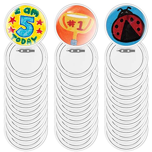 FINDIR 30 Stück Buttons Transparente Buttons selber Machen ohne Buttonmaschine 60mm JGA Buttons DIY Ansteckbuttons mit Anstecknadel und Buttonpapier für Oktoberfest Schule Foto Bild Kleidung Kinder von FINDIR