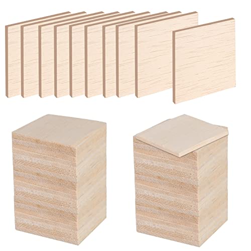 FINDIR 50pcs Holzscheiben 5x5cm Balsaholz Platten 3mm Dicke Unbehandelte Holz Quadrate Sperrholz für DIY Weihnachten Basteln Brandmalerei Schildchen Laser Gravur von FINDIR