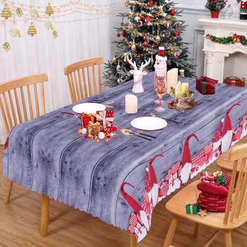 FINDIR Weihnachtstischdecke Rechteckig 180 x 150 cm Weihnachts Tischdecke Abwaschbar Tischdecke Weihnachten Grau Tischläufer Weihnachten Tischtuch für Weihnachten Tischdeko von FINDIR