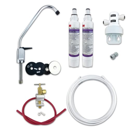 Finerfilters Trinkwasserfiltersystem für Unterspüle, mit 3M AP2-C405-SG Schnellwechsel, 0,5 Mikron Wasserfilter – vollständiges DIY-System (2 Filter (12 Monate), Hebelhahn) von Finerfilters