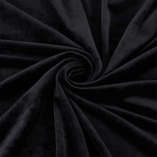 FINGERINSPIRE 0.9 m Plüsch Polar Spandex Stretchstoff 1.6 m Schwarzer Bidirektionaler Seidiger Spandex Satinstoff Glänzender Satin Spandex Stoff Weicher Dehnbarer Stoff Zum Nähen von Spielzeug DIY von FINGERINSPIRE