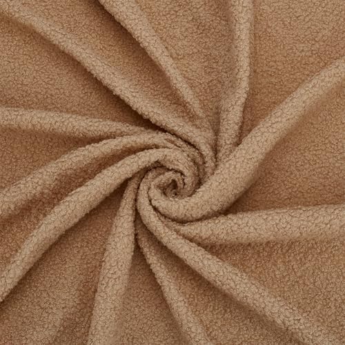 FINGERINSPIRE 0.9 m Teddybär Stoff Mit Kleinen Locken 1.6 m Breit Gestrickter Teddy Plüschstoff von BurlyWood Polyester Plüschstoff Mit Kleinen Locken Meterweise Für Nähprojekte Plüschmäntel Decken von FINGERINSPIRE