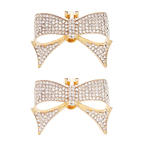 FINGERINSPIRE 1 Paar Strass Schleifen Schuhclips Golden Bowknot Crystal Strass Schuhschnalle Abnehmbare Glänzende Schuhe Dekorationen Schmuck Schuhclips Für Brautschuhe, High Heels Für Frau Mädchen von FINGERINSPIRE