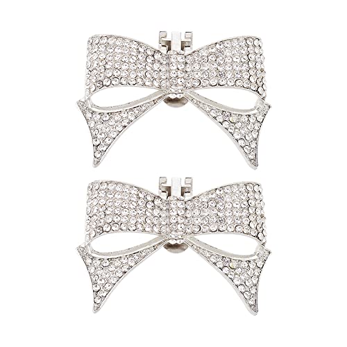 FINGERINSPIRE 1 Paar Strass Schleifen Schuhclips Silber Bowknot Kristall Strass Schuhschnalle Abnehmbare Glänzende Schuhe Dekorationen Schmuck Schuhclips Für Brautschuhe, High Heels Für Frau Mädchen von FINGERINSPIRE