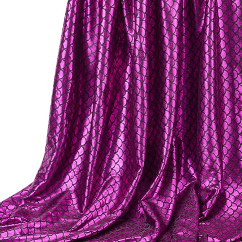 FINGERINSPIRE 1 m Stoff Mit Meerjungfrauenschuppen 1.5 m Breit Magentafarben Glitzernder Hologramm Spandex Stoff Aus Polyester Glitzernder Fischschuppen Stoff Für Heimwerker Bastel (Nicht Dehnbar) von FINGERINSPIRE