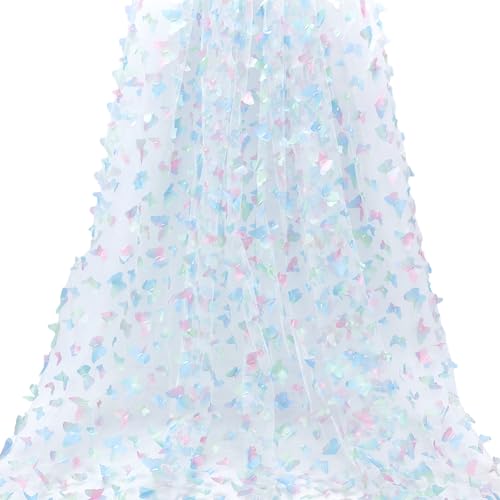 FINGERINSPIRE 1.8 m Schmetterlings Netzstoff 1.67 m Breit Kein Stretch Stoff Polyester 3D Schmetterlings Spitzenstoff Zum Nähen Bunter Stoff Für DIY Dekoration Hochzeitskleid Stoff Für Brautkleid von FINGERINSPIRE