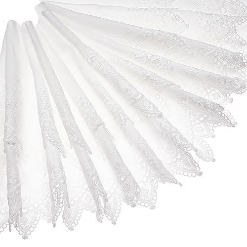 FINGERINSPIRE 1.8 m Weißer Ösen Spitzen Nähbesatz Aus Polyester 25.5 cm Breit Wellenform Baumwoll Spitzenbesatz Zum Nähen Milchseide Floral Bestickte Spitze Für Hochzeit Kleidung Kleid Dekoration von FINGERINSPIRE