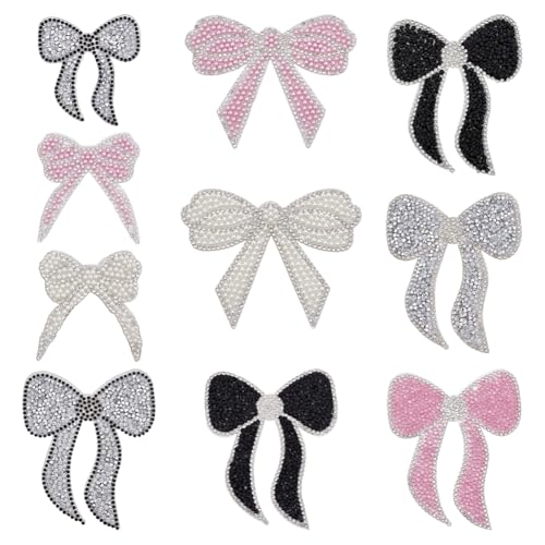 FINGERINSPIRE 10 x Schleifen-Strass-Aufnäher, 10 Stile, zum Aufbügeln oder Aufnähen, Schleifen-Form, Applikation, Polyester, Fliege, Glas, Strass-Verzierung für Bastelarbeiten, Kleidung, Kleid, Kostüm FINGERINSPIRE 10 x Schleifen-Strass-Aufnäher, 10 Stile, zum Aufbügeln oder Aufnähen, Schleifen-Form, Applikation, Polyester, Fliege, Glas, Strass-Verzierung für Bastelarbeiten, Kleidung, Kleid, Kostüm von FINGERINSPIRE