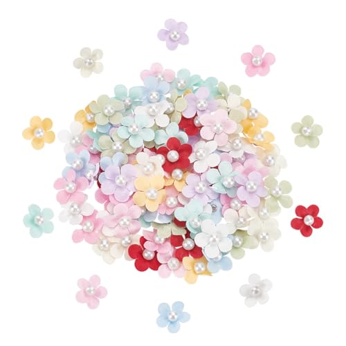 FINGERINSPIRE 100 Stück Winzige Perlen Aus Satinstoff Blumen In 10 Farben Mini Kunstperlen Stoffblumen 12.5x12 mm Polyester Kleine Perlen Stoffblumen Bastelblume Mit Bügelbild Für Heimwerkerarbeiten von FINGERINSPIRE