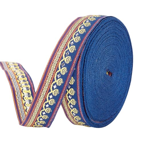 FINGERINSPIRE 11.4 m X 2 cm Besticktes Webband Marineblaues Polyester Jacquardband Nähen Jacquardbesatz Vintage Jacquardbandbesatz DIY Bastelbedarf Kleidungsdekoration FINGERINSPIRE 11.4 m X 2 cm Besticktes Webband Marineblaues Polyester Jacquardband Nähen Jacquardbesatz Vintage Jacquardbandbesatz DIY Bastelbedarf Kleidungsdekoration von FINGERINSPIRE