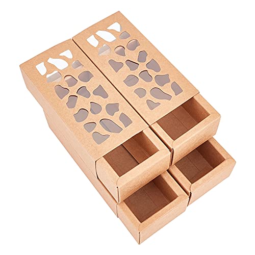 FINGERINSPIRE 12 Sets Hohle Kraftpapier-Schubladenbox 13 x 6 x 4 cm Kraftpapier-Schubladenbox mit unregelmäßig geformten Löchern auf der Oberseite für Kuchen, Süßigkeiten, Leckereien von FINGERINSPIRE