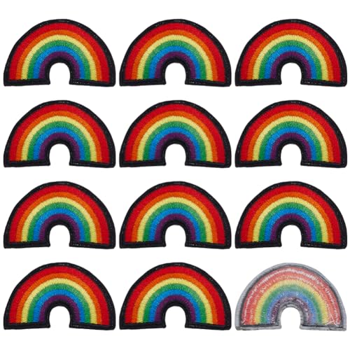 FINGERINSPIRE 12 Stück Gay Rainbow Bestickte Aufnäher 32x52mm Progress Pride Rainbow Applikationen Gay Pride Lesbian Patch Regenbogen Aufnäher Zum Aufbügeln Stoff Love LGBT Stoffapplikationen von FINGERINSPIRE